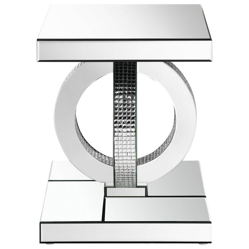 Breena Mirrored End Table with Acrylic Crystals Silver - Coaster