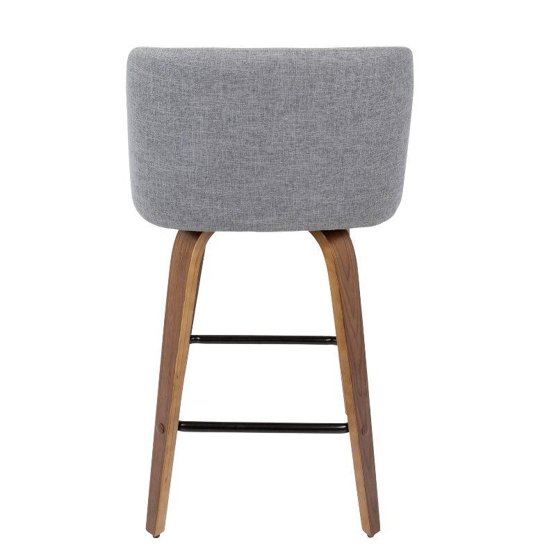 Walnut & Gray Mid-Century Modern Swivel Counter Stool, Set of 2