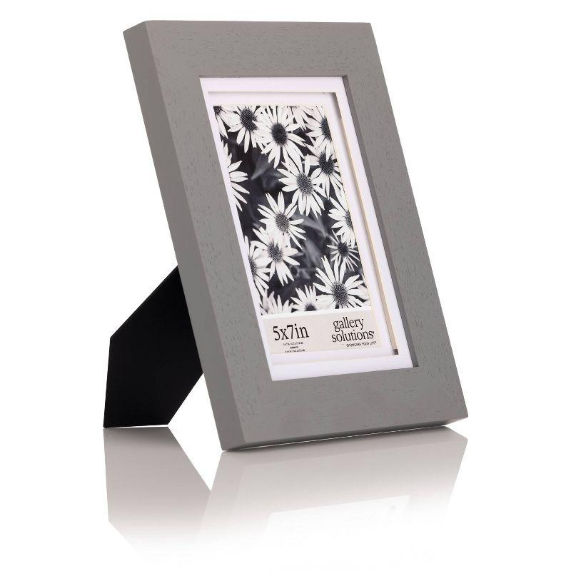 Gallery Solutions 5"x7" Flat Gray Tabletop Wall Frame: Double Mat, Glass & MDF, 1.1lb