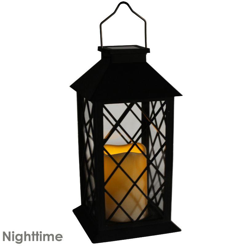 Sunnydaze Outdoor Concord Hanging Tabletop Solar LED Rustic Farmhouse Decorative Candle Lantern - 11"