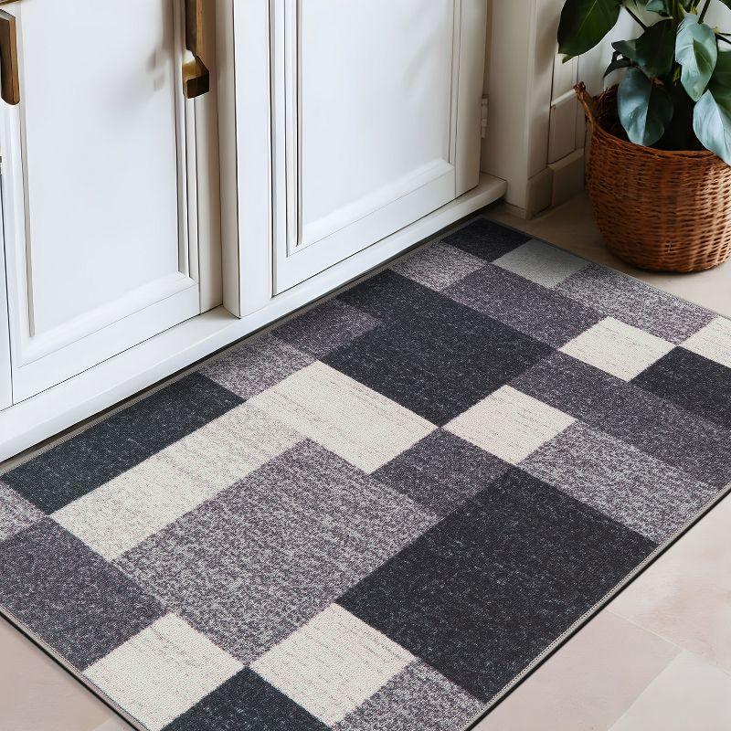 World Rug Gallery Modern Boxes Design Non-slip (Non-skid) Area Rug - Gray 2'7"x4'