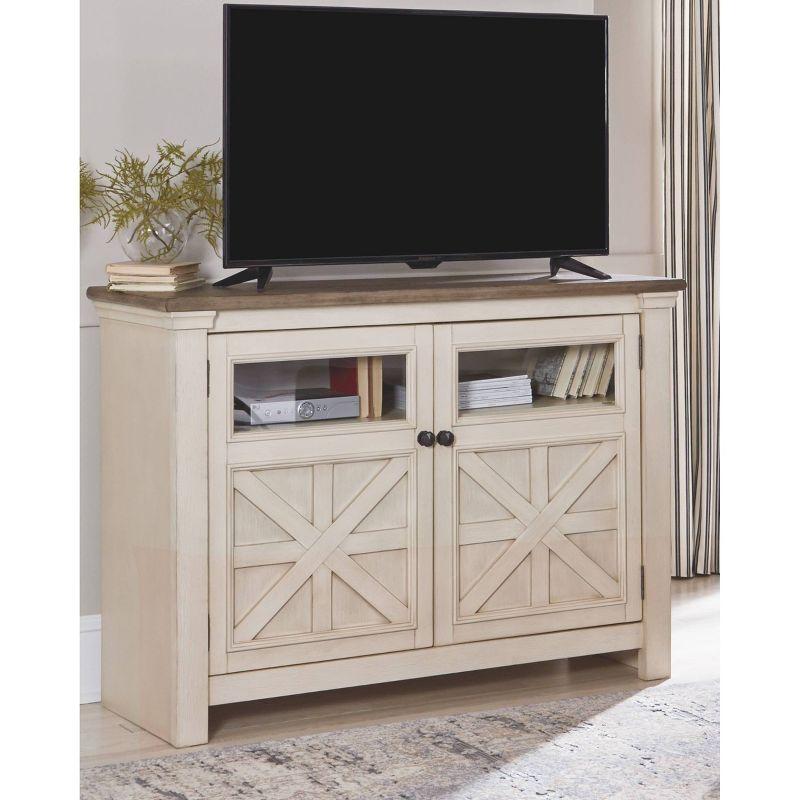 Signature Design by Ashley Bolanburg TV Stand for TVs up to 50" White: Mid-Century Modern Media Console with Cable Management