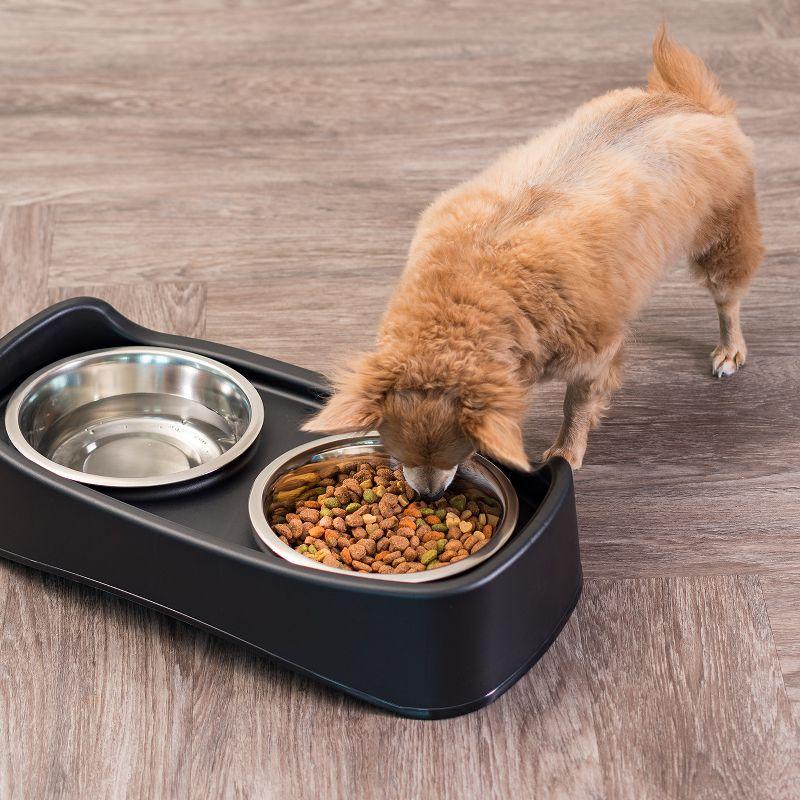 Black Adjustable Elevated Feeder with Stainless Steel Bowls