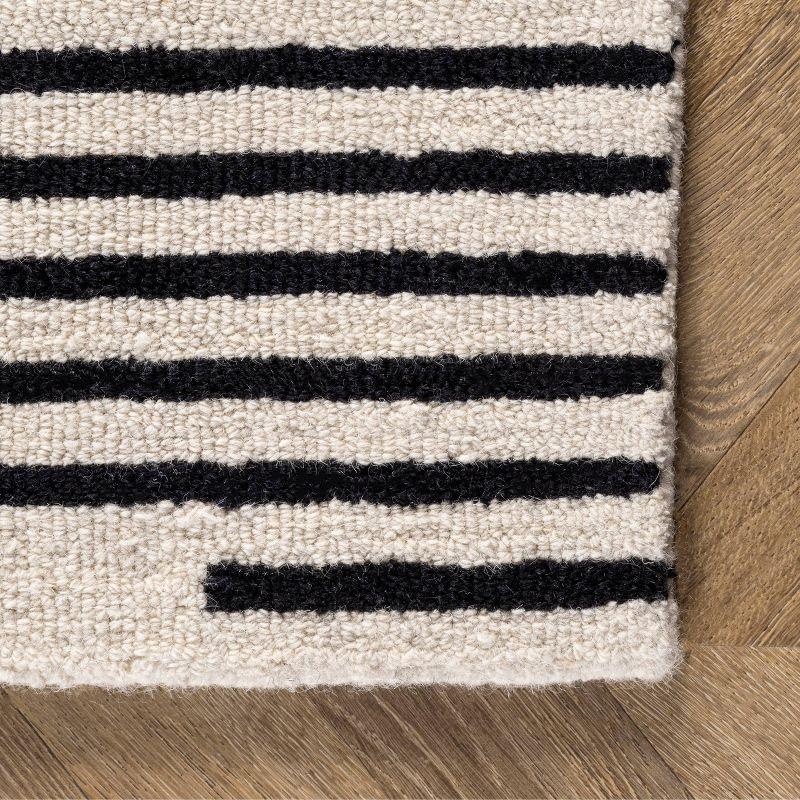 6'x9' Flynn Handmade Contemporary Wool Area Rug Ivory - nuLOOM: Geometric Pattern, Low Pile, Indoor Use, Canvas Backing