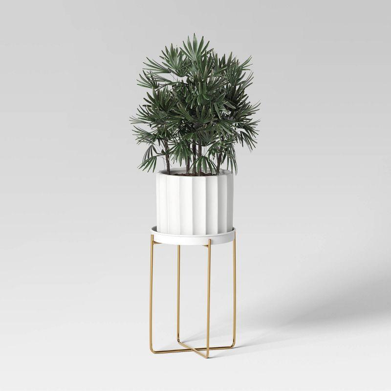 Iron Indoor Outdoor Plant Stand White/Brass - Threshold™