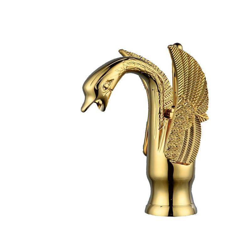 Gold Polished Brass Swan Single Handle Bathroom Faucet