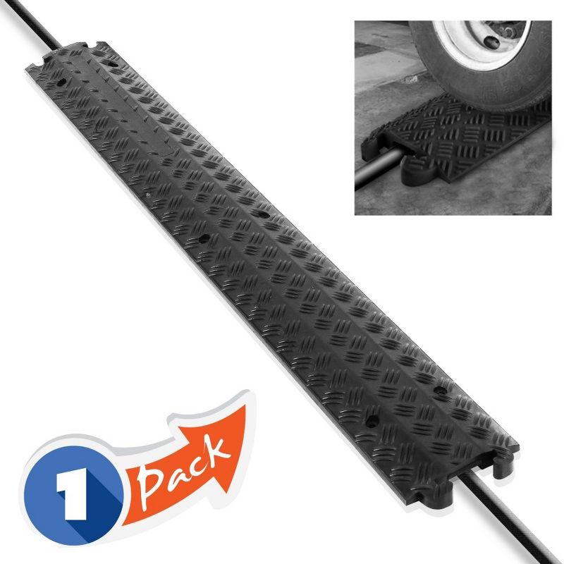 Heavy-Duty Black Thermoplastic Rubber Cable Protector Ramp