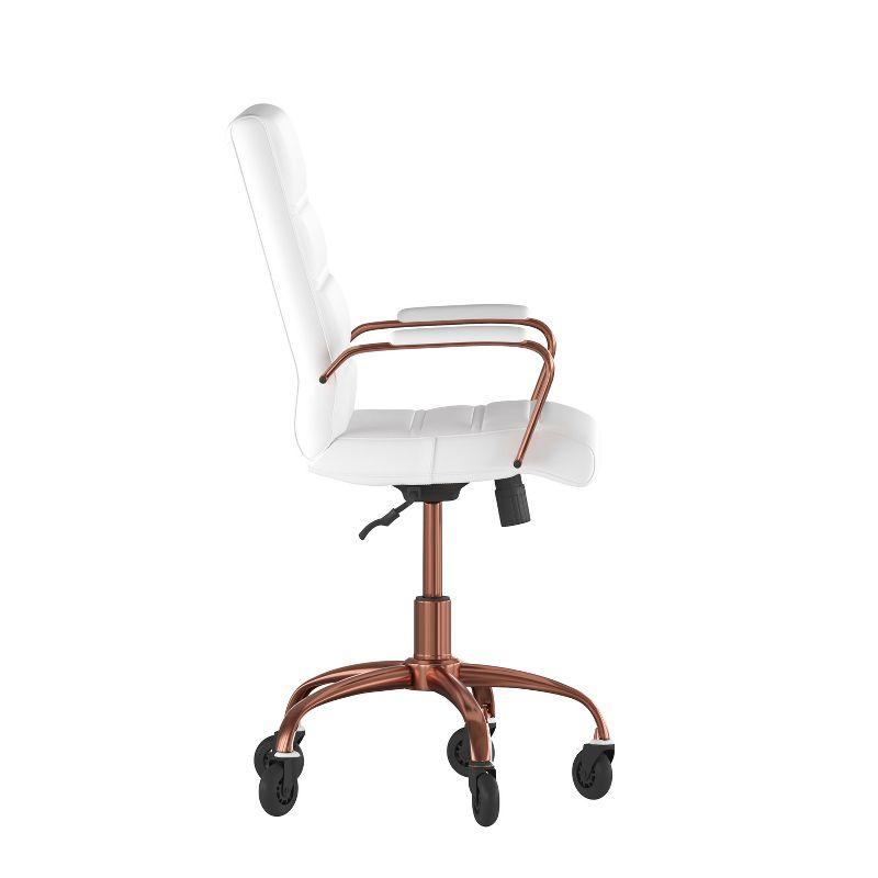 Flash Furniture Camilia Mid-Back Executive Swivel Office Chair with Arms, and Transparent Roller Wheels