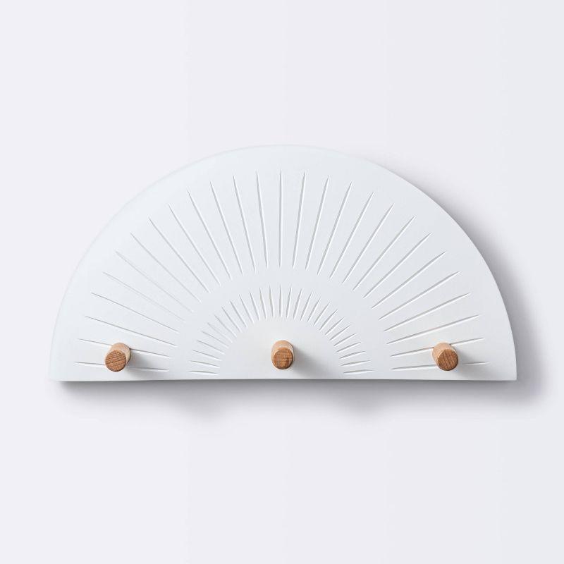 White and Natural Arched Wood Wall Hook Rail