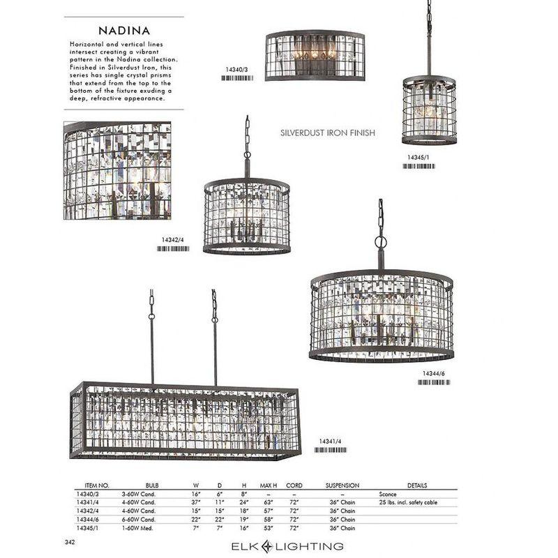 Nadina 6-Light Silverdust Iron Chandelier with Clear Crystal Cage