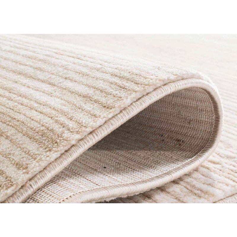 Cream 5' x 7' Solid Synthetic Indoor Area Rug