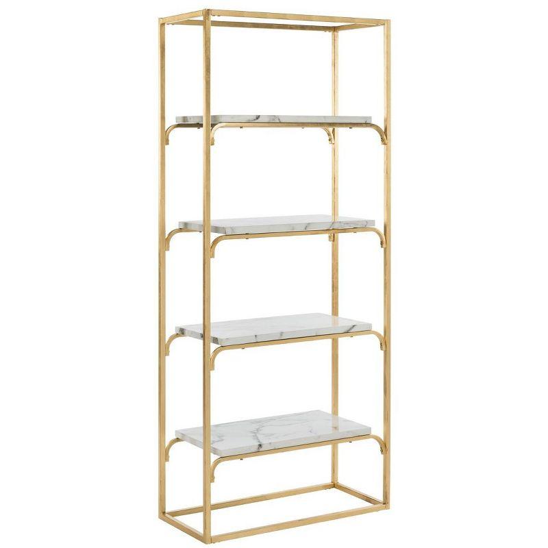 Fiora 4-Tier Etagere - Gold Foil/Faux White Marble - Safavieh