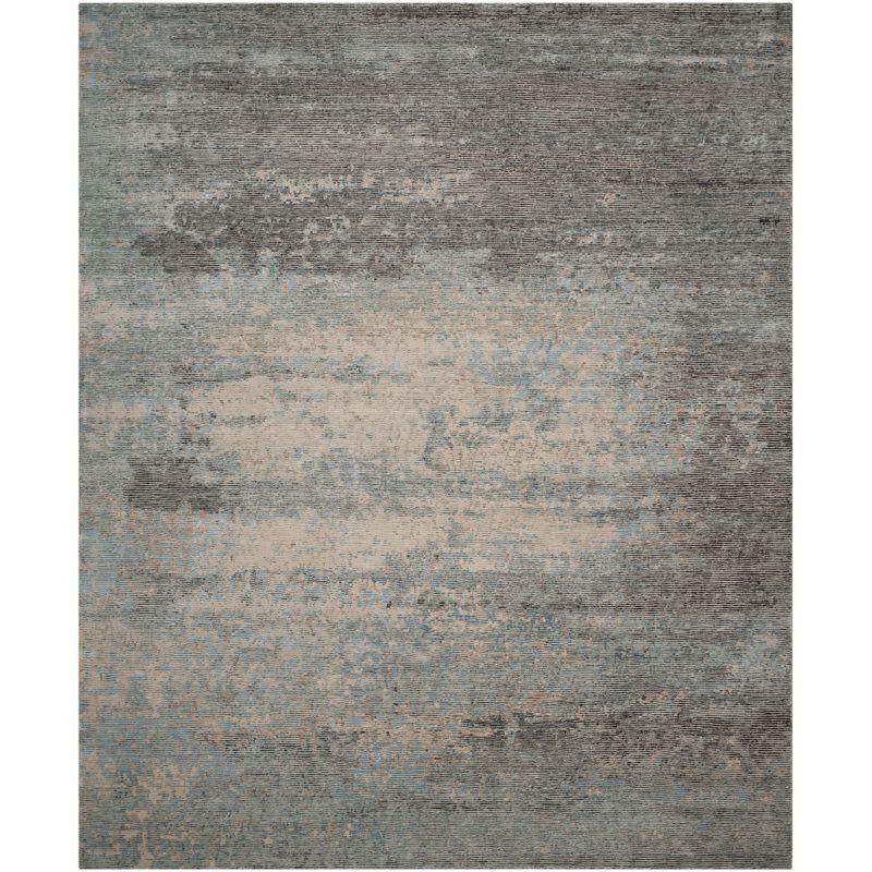 Abstract Artistry Blue Wool 9' x 12' Hand-Knotted Area Rug