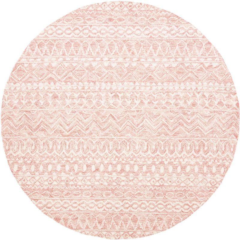 Micro-Loop MLP502 Hand Tufted Indoor Area Rug - Pink/Ivory - 5' Round - Safavieh