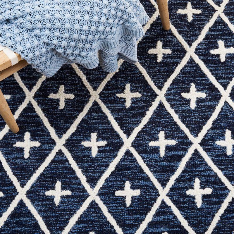 Ivory and Navy Hand-Tufted Wool Area Rug