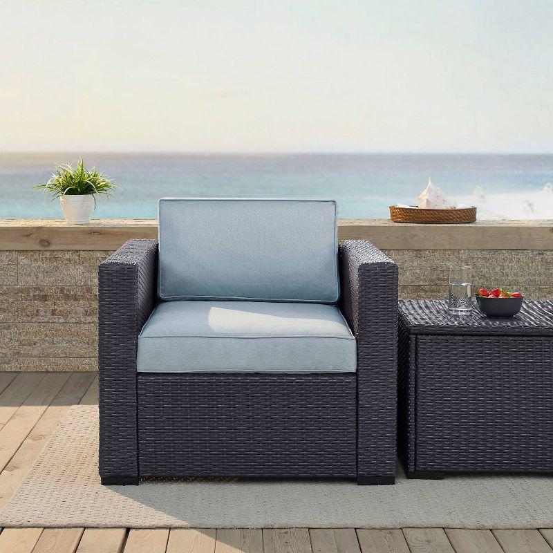 Biscayne Outdoor Wicker Armchair with Mist Cushions