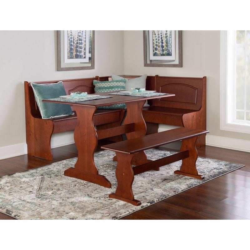 3pc Chelsea Breakfast Corner Nook Dining Table Set Walnut - Linon