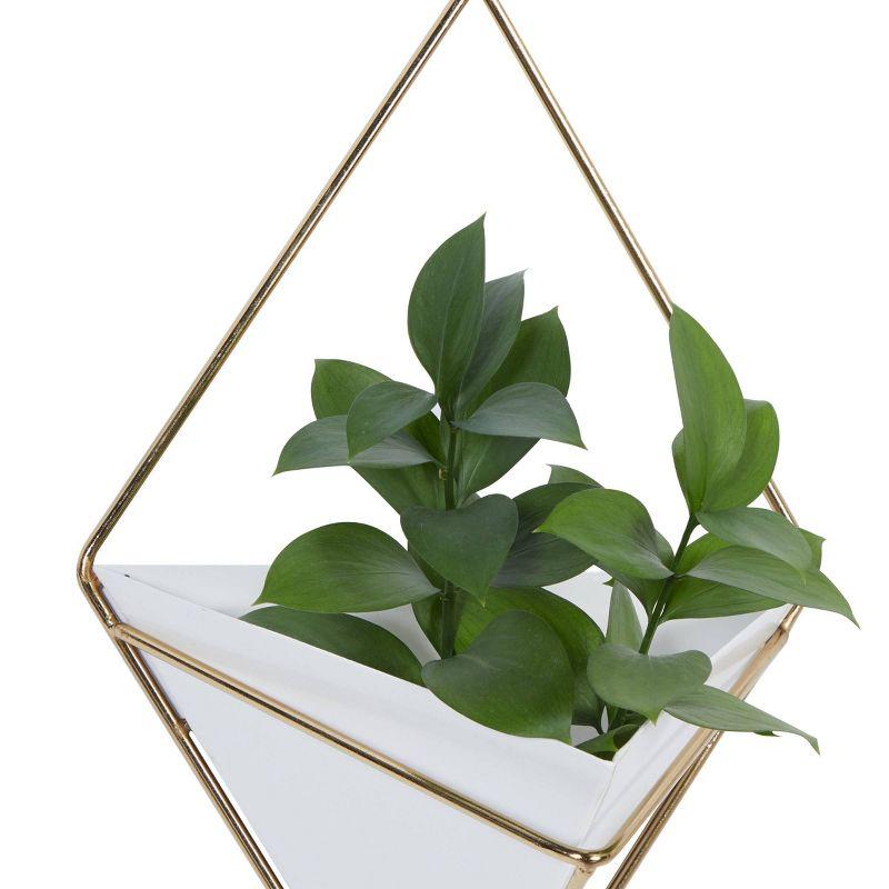 Set of 2 Metal Hanging Planters White - CosmoLiving by Cosmopolitan: Indoor Diamond-Shaped Iron Wall Planters