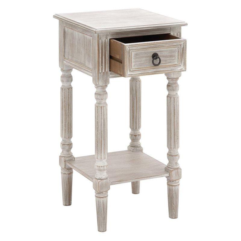 Rustic Country Wood Accent Table - Olivia & May: French Style, Tall End Table for Living Room with Drawer