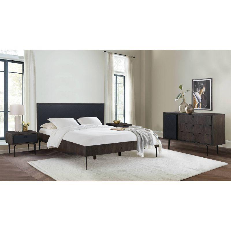 Contemporary Gray and Black Oak Metal 3-Drawer Dresser