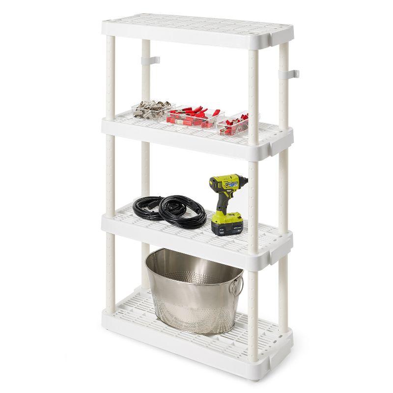 Gracious Living 4 Shelf Adjustable Height Medium Duty Storage Unit 14 x 32 x 54.5" Organizer for Home, Garage, Basement, & Laundry, White (3 Pack)