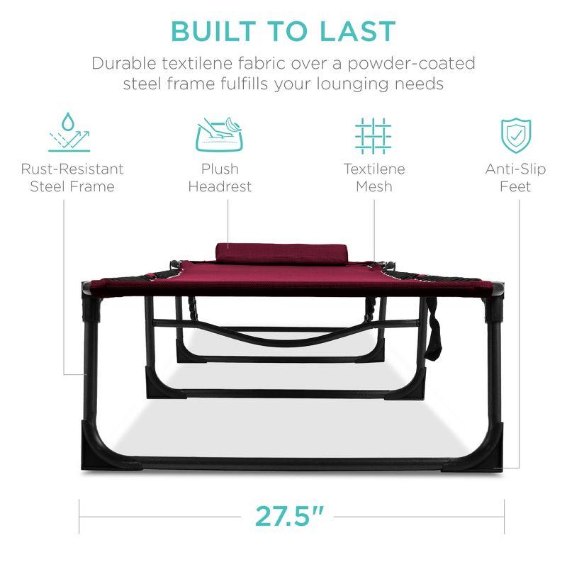 Best Choice Products Patio Chaise Lounge Chair, Outdoor Portable Adjustable Pool Recliner w/ Pillow - Wine Red