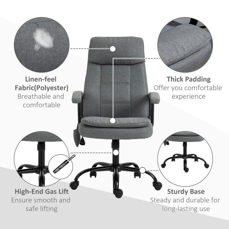 Vinsetto Executive Massage Office Chair with 2-Point Lumbar Massage, USB Power, Adjustable Height, Padded Headrest, Armrest, Gray