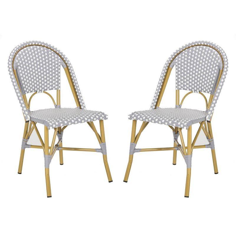 Salcha Side Chair (Set Of 2) - Indoor/Outdoor - FOX5210 - Gray/White - Safavieh