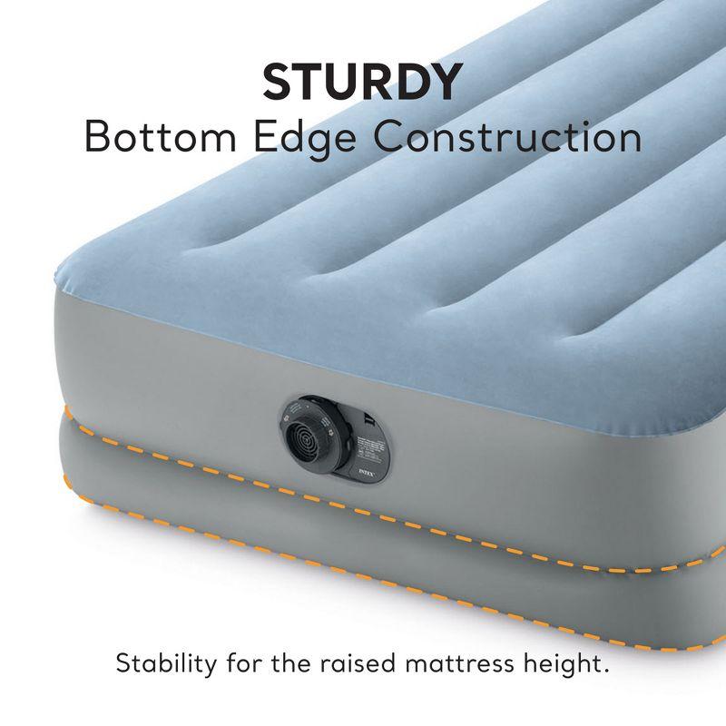 Intex Dura Beam Plus Mid-Rise Comfort Plush Fiber-Tech 14" Air Mattress Twin-Sized Bed with Built-In Electric Pump and Carry Storage Bag