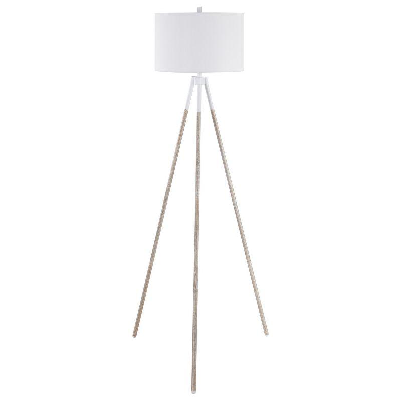 Idalia Rustic Chic White Metal & Wood Tripod Floor Lamp