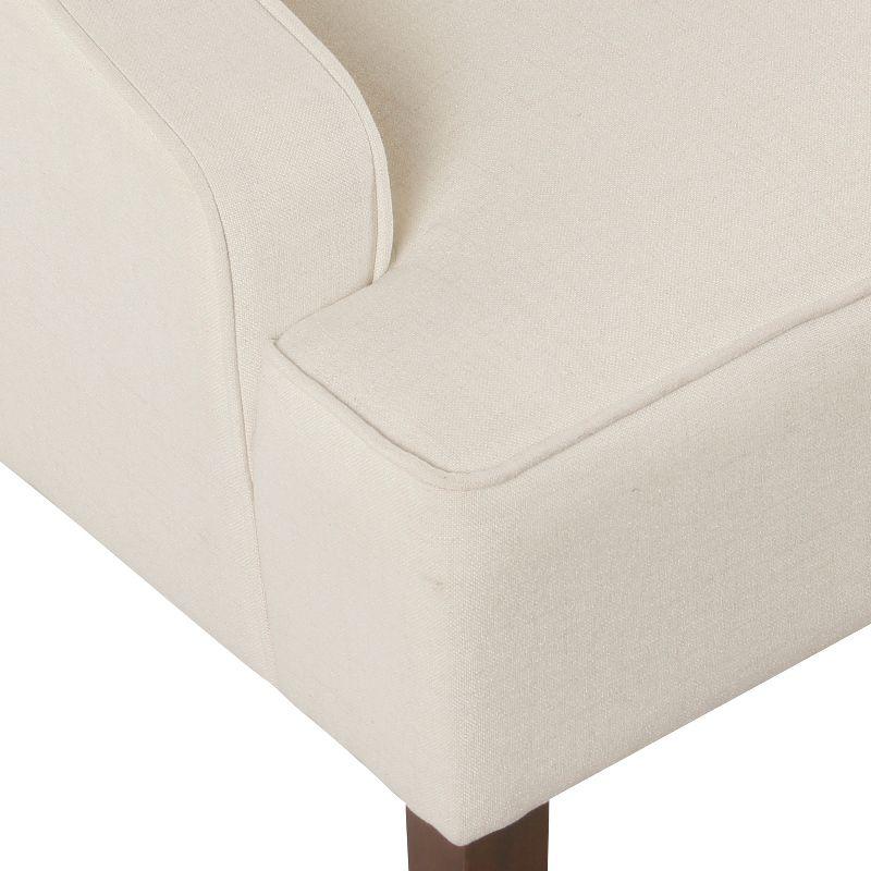 Elegant Cream Swoop Arm Accent Chair with Dark Walnut Wood Legs