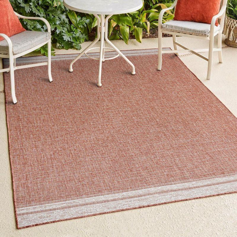 Salmon and Cream Synthetic Reversible Indoor/Outdoor Rug 3x5