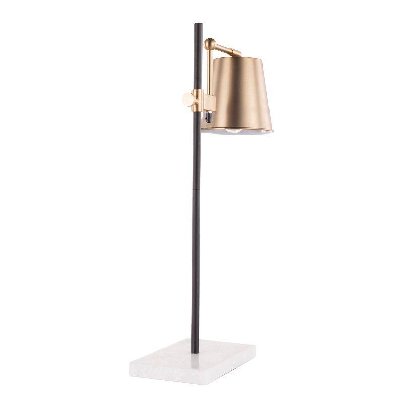 25-29" Metric Table Lamp Antique Brass/White - LumiSource: Vintage Style, Adjustable Head Tilt, UL Listed, Metal Shade