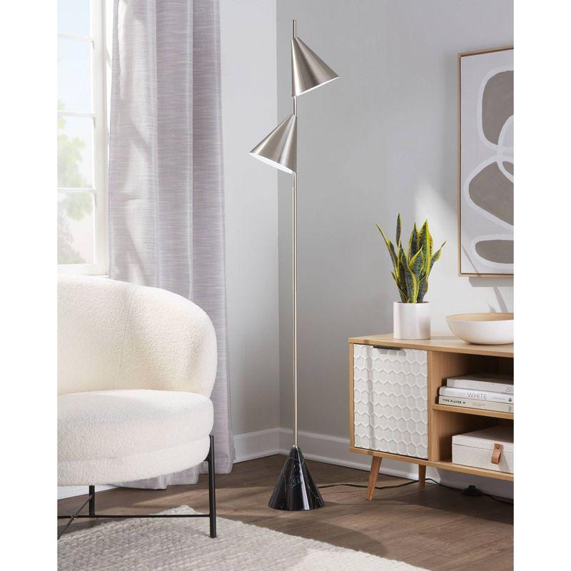 LumiSource Cone 65" Floor Lamp: Dual Cone Shades, Faux Marble Base, UL Listed