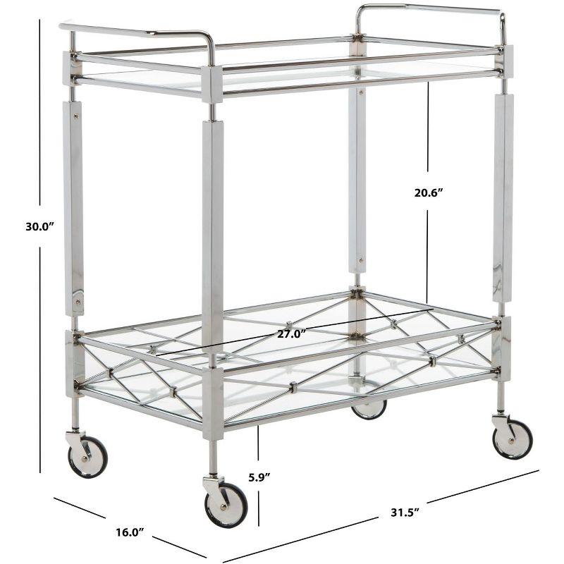 Ingrid 2 Tier Bar Cart - BCT8000A - Chrome/Glass - Safavieh