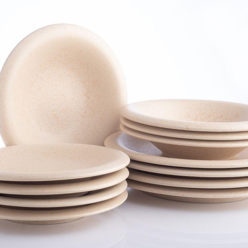 Cream Matte Ceramic 12-Piece Round Dinnerware Set