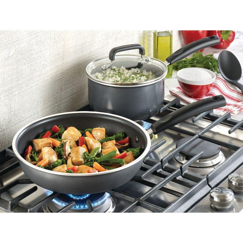 T-fal 12pc Signature Titanium Nonstick Cookware Set Dark Gray