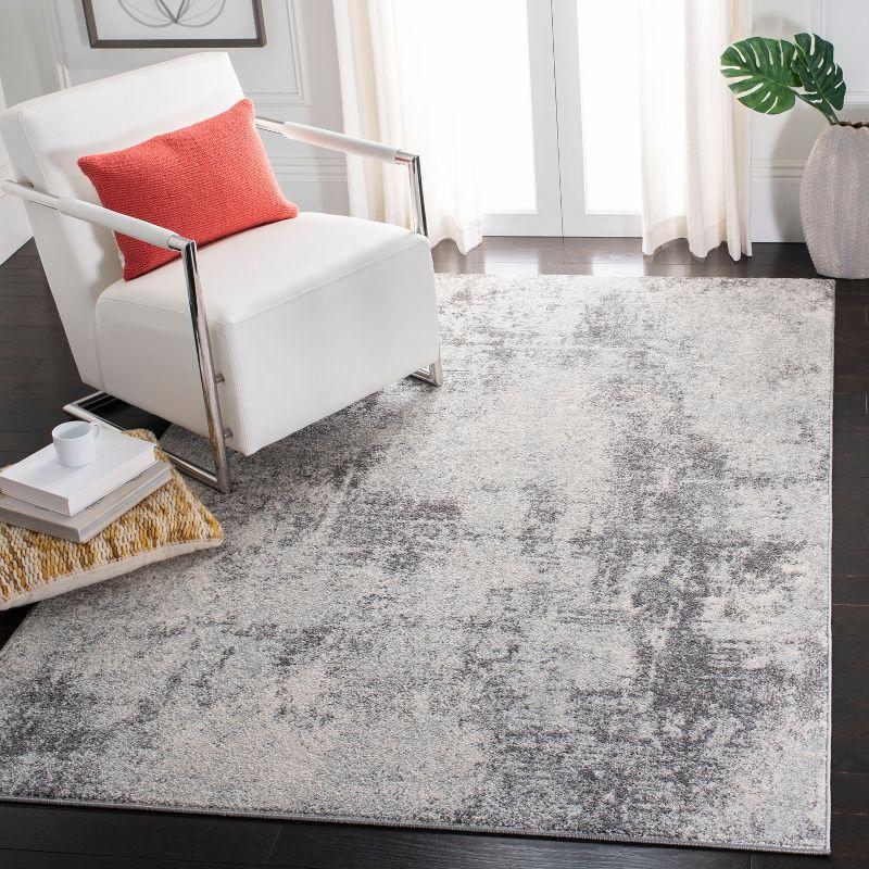 Off-White and Grey Boho-Chic Hand-Knotted Area Rug