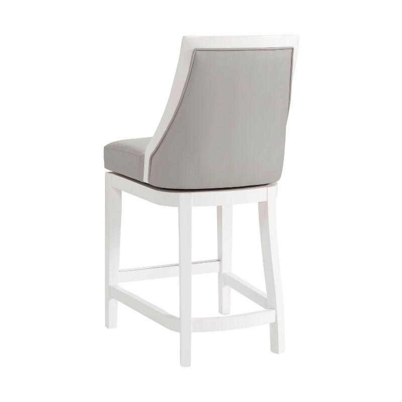 Alaterre Ellie 19" Wide Solid Rubber Wood Frame Linen Fabric Counter Height Swivel Stool With Back
