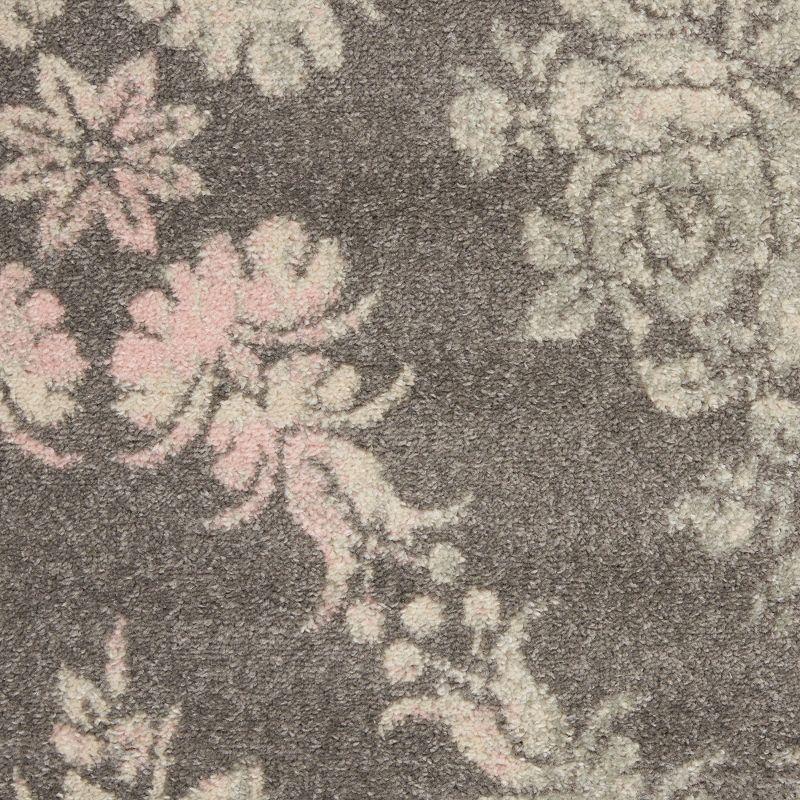 Tranquil TRA09 Grey/Pink Area Rug Vintage Floral Damask By Nourison