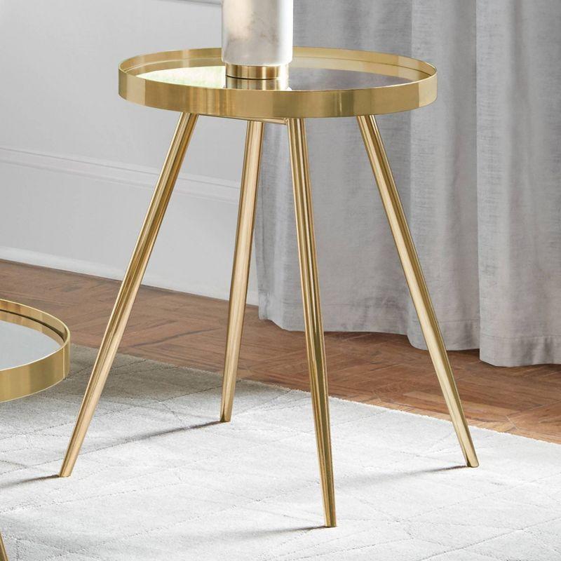 Kaelyn Mirrored Glass Tray Top End Table