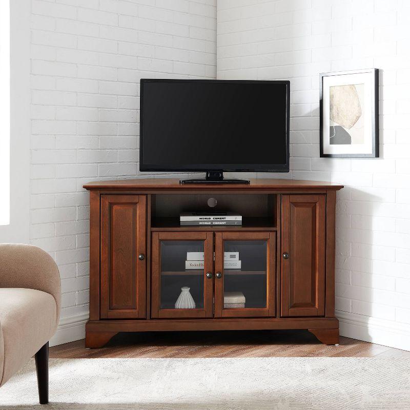 Crosley LaFayette Corner TV Stand for TVs up to 48" Dark Red: Mid-Century Modern, Media Console with Cable Management