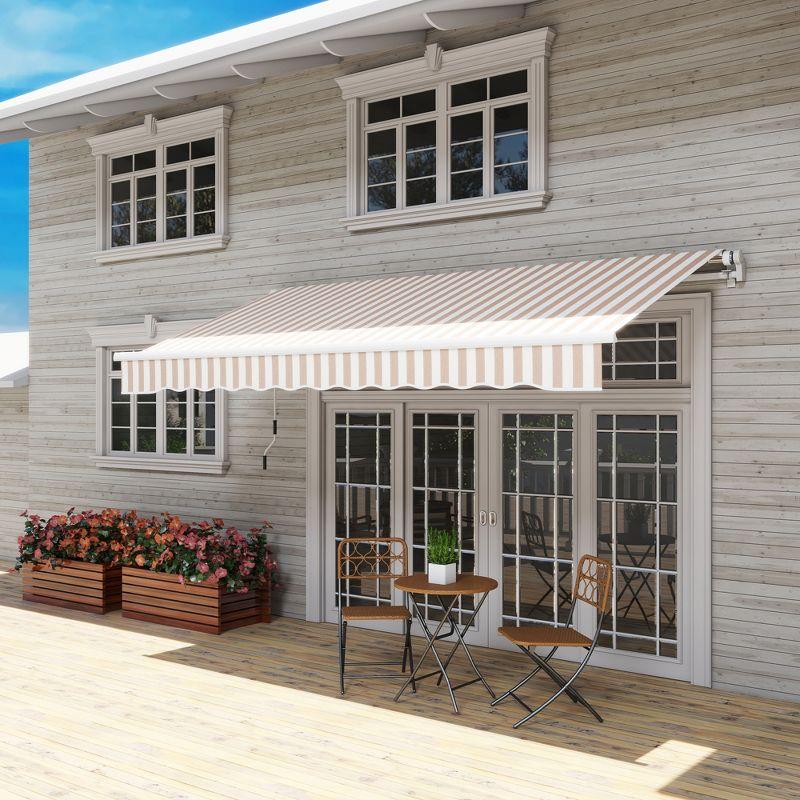 Outsunny 2'' Fabric Beige Cover Retractable Patio Awning