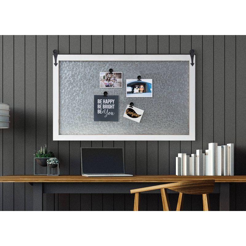 40" x 26" Cates Barn Door Wood Framed Magnet Board White - Kate & Laurel: Office Decor, Playroom Organizer