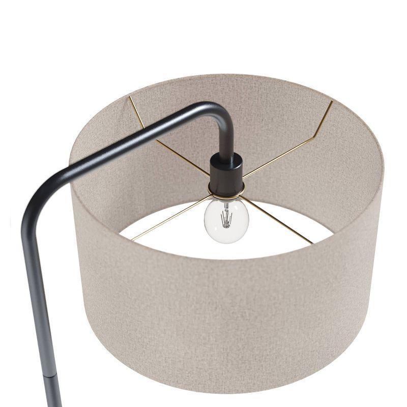 LumiSource Puck 63" Contemporary Metal Floor Lamp in Oil Rubbed Bronze with Beige Linen Shade from Grandview Gallery: Arc Design, UL Listed