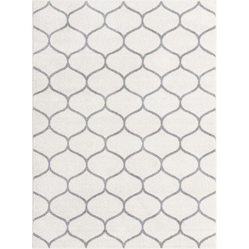 Ivory and Gray Trellis Synthetic Indoor Area Rug