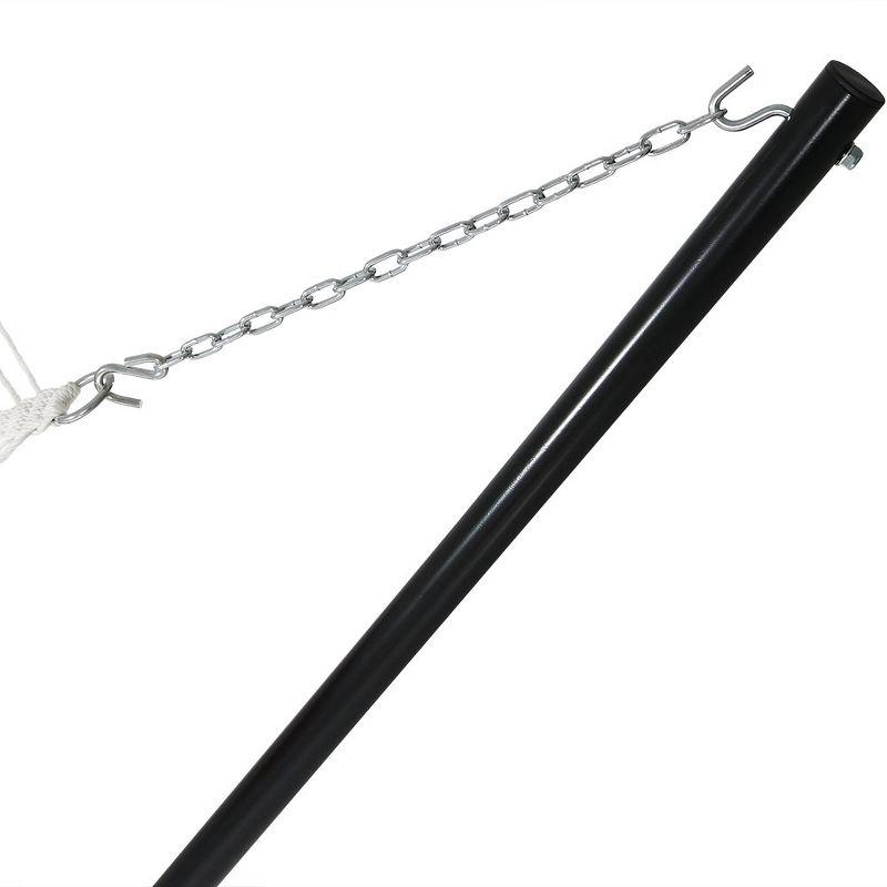 Sunnydaze 2-Person Freestanding Quilted Fabric Spreader Bar Hammock with Detachable Pillow and Stand - 400 lb Weight Capacity/15' Stand - Red Stripe