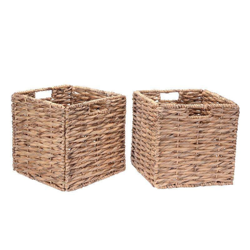 Set of 2 Natural Seagrass Wicker Storage Baskets with Handles