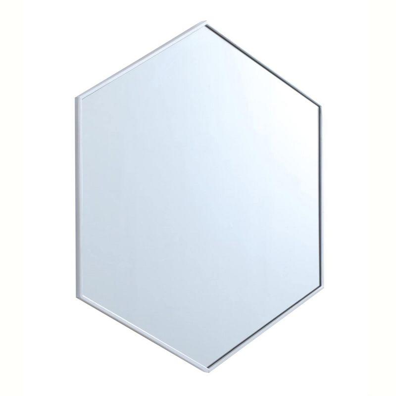 Elegant Lighting Metal frame hexagon mirror 38 inch in silver