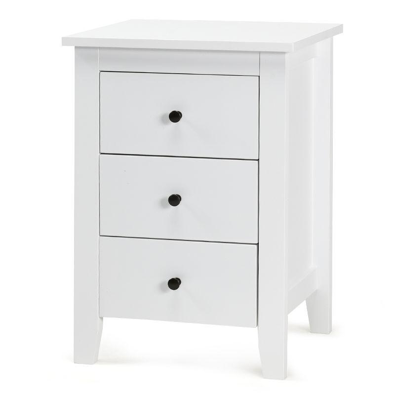 2PCS Nightstand End Beside Table Drawers Modern Storage Bedroom Furniture White